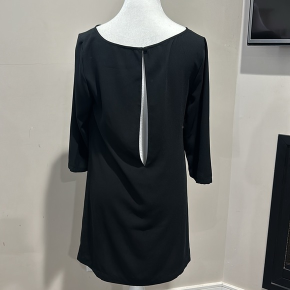 Nordstrom Leith Crepe Black Sheath Shift Dress - Picture 2 of 3